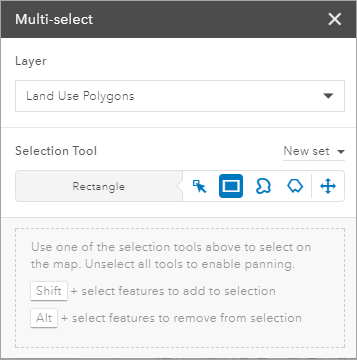 Multi-select dialog with rectangle tool