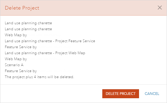 Delete Project page