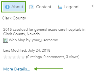 About this Map button selected with arrow pointing to More Details link