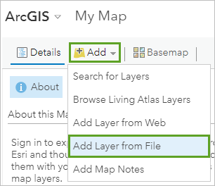 Add Layer from File selected in the Add menu